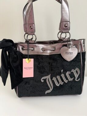 Juicy Couture Black & Metallic Pink Tote Bag